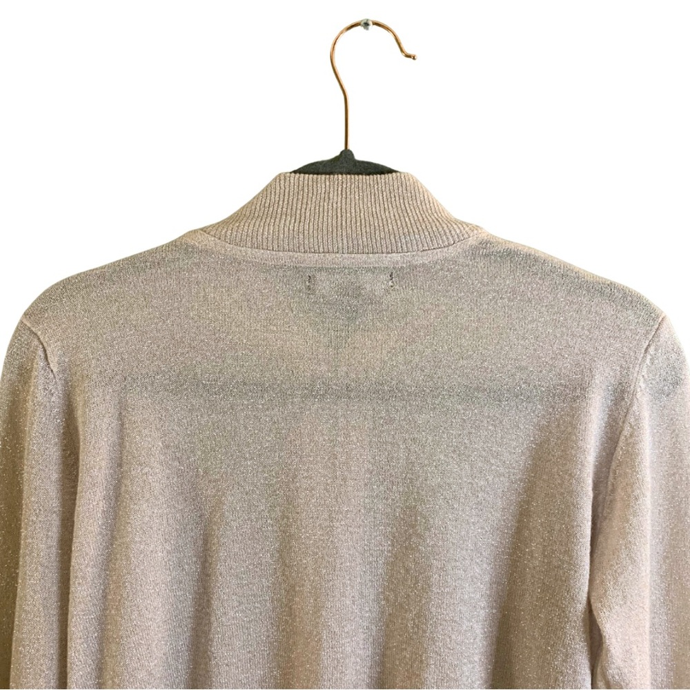 Glitter Cardigan Sweater Jacket Silver Gold Small Metallic Capsule Grandma Chic - Picture 5 of 11